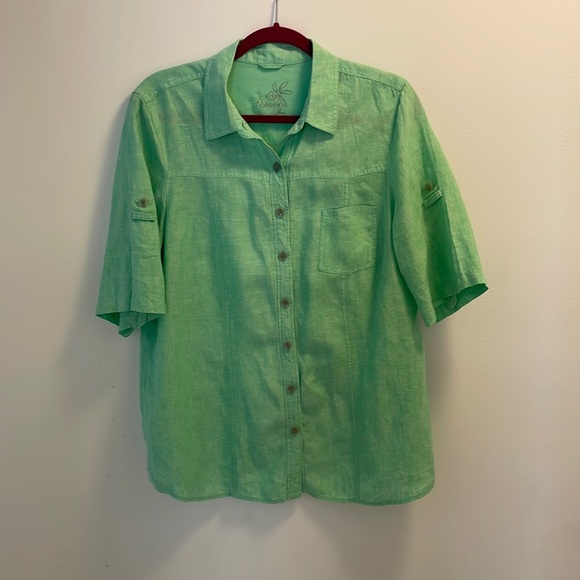 Women’s linen short sleeve top shirt brand new Olsen size XL - Picture 1 of 7